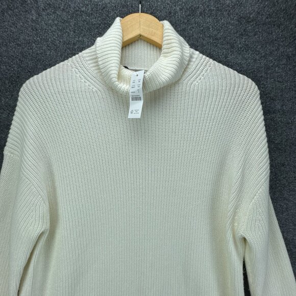 J Crew Sweater Womens Small Pullover Ivory Turtleneck Cotton Cashmere Relaxed - Picture 2 of 14